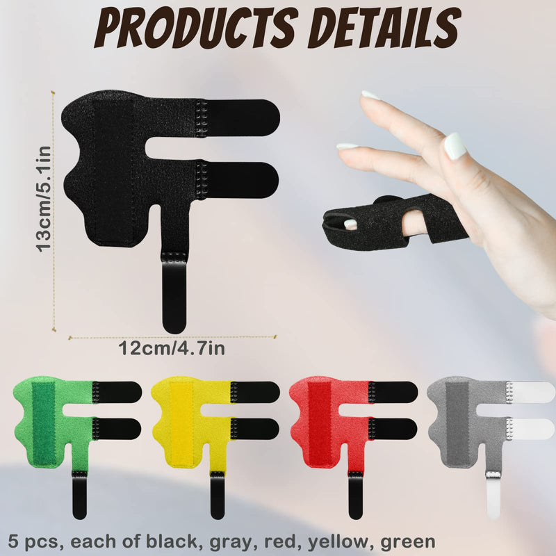 5 Pcs Trigger Finger Splint, Soft Fabric Thumb Splint Finger Brace, Finger Straightener Index Pinky Finger Splint For Broken Fingers, Arthritis, Finger Straightening (5 Colors) - NewNest Australia