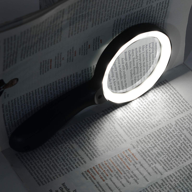 Magnifying Glass with Light, Kaome 10X Magnified Glass Dimmable LED Lighted Magnifying Glass for Reading, Handheld Magnifier for Exploring, Jewelry, Hobbies & Crafts Black - NewNest Australia