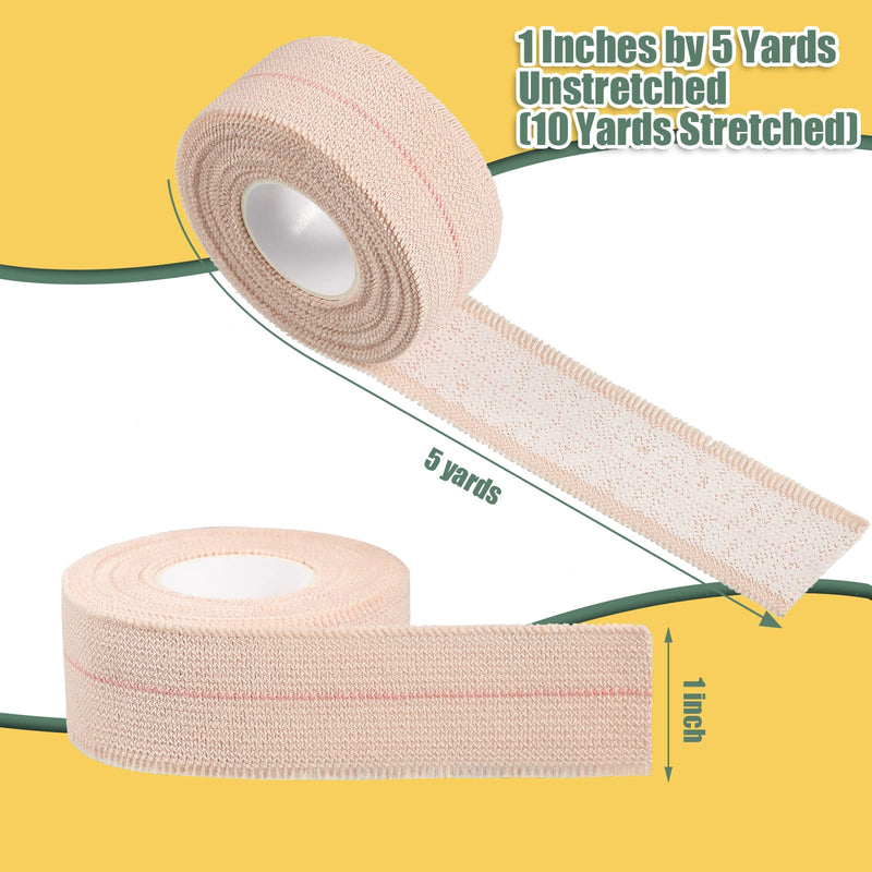 2 Rolls Adhesive Elastic Tape Bandage Tape Wrap Flexible Stretch Bandages for Sports Ankle, Knee and Wrist Sprains(Beige,1 Inch Wide) Beige 1 Inch Wide - NewNest Australia