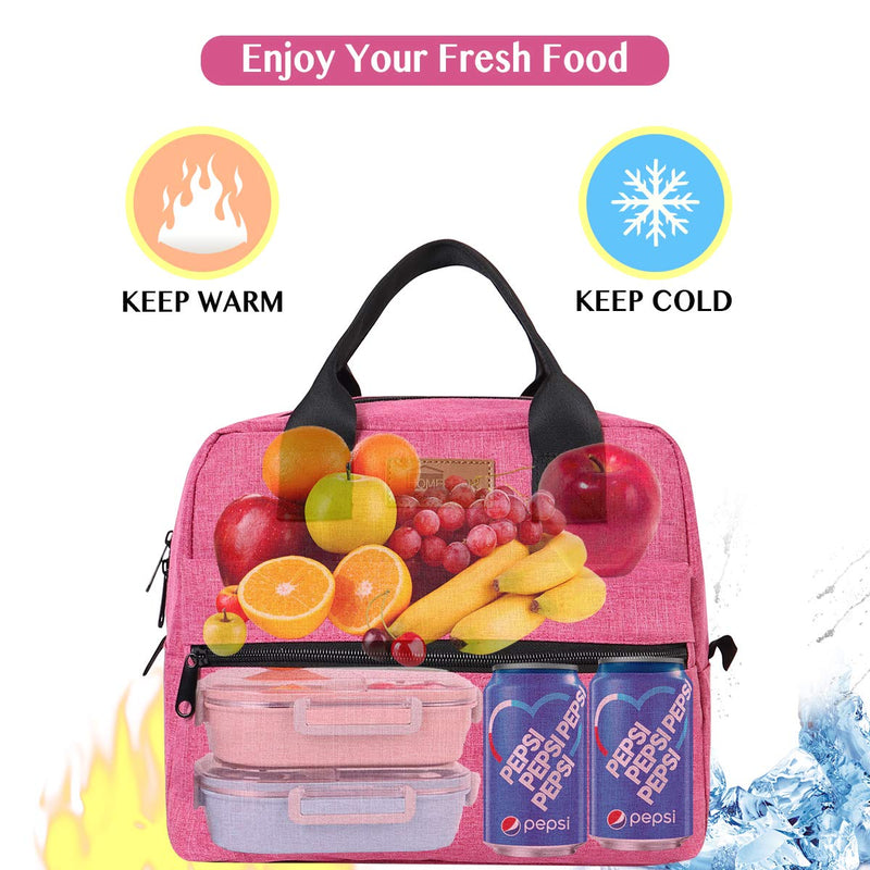 NewNest Australia - HOMESPON Insulated Lunch Bag Lunch Box Cooler Tote Box Cooler Bag Lunch Container for Women/Men/Work/Picnic,Large pink large pink 