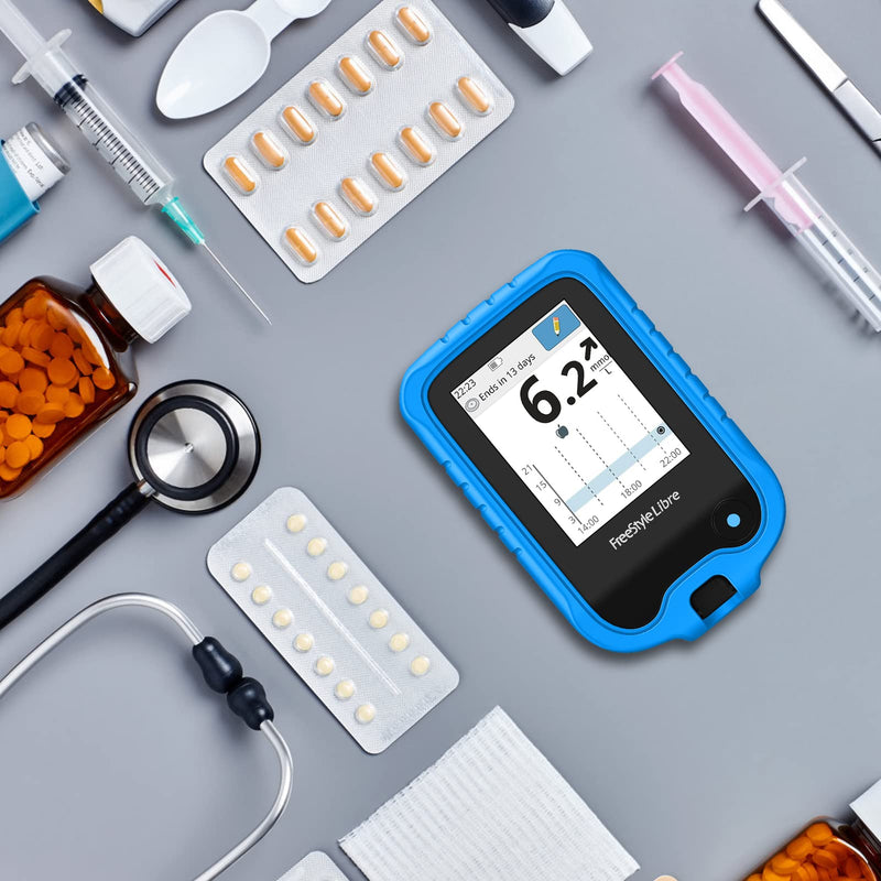 MEDMAX Silicone Case for Freestyle Libre 3 2 / Libre Reader, Lightweight Shockproof Anti Slip Protective Cover Soft Gel Skin with Raised Bezel for Freestyle Libre 3 2 & Libre, (Blue) Blue - NewNest Australia