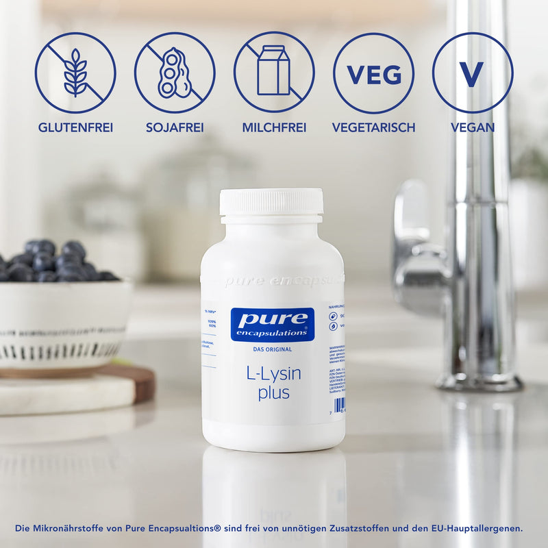Pure Encapsulations - L-Lysine plus - Essential amino acid with selenium and zinc for a strong immune system - 90 vegan capsules - NewNest Australia