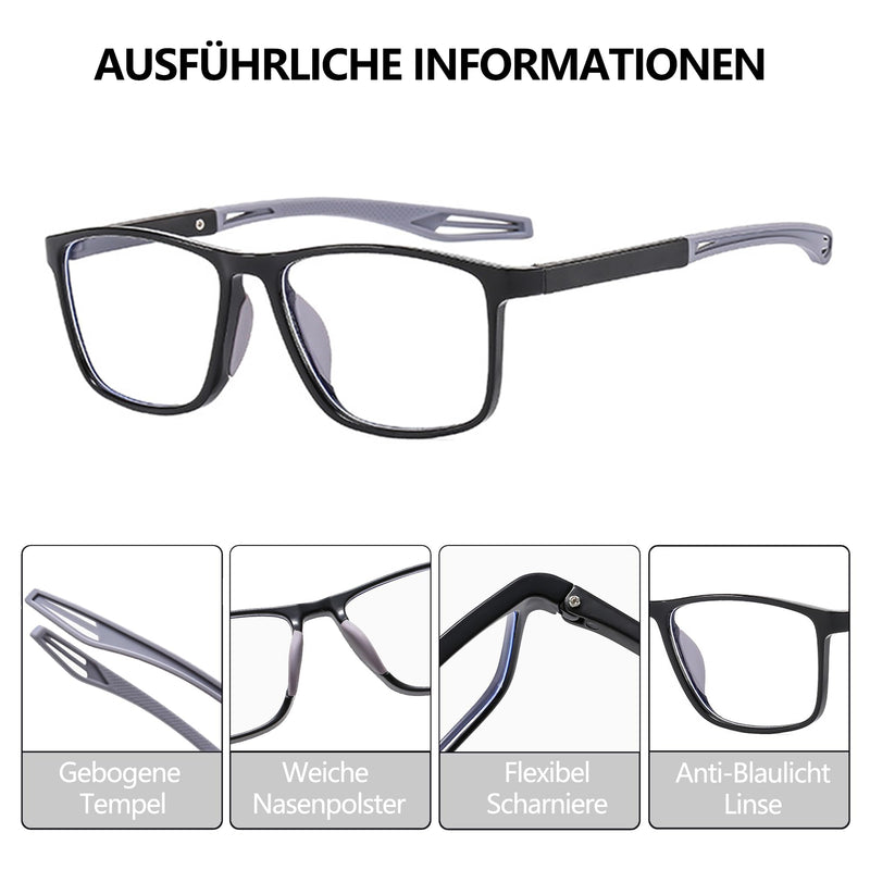 Fsread Men's Reading Glasses Set of 3 Sporty Design, Comfortable and Flexible Lightweight Blue Light Blocking Reading Aid for Men Black Gray, Gray Orange, Black Red 1.5 Diopters - NewNest Australia