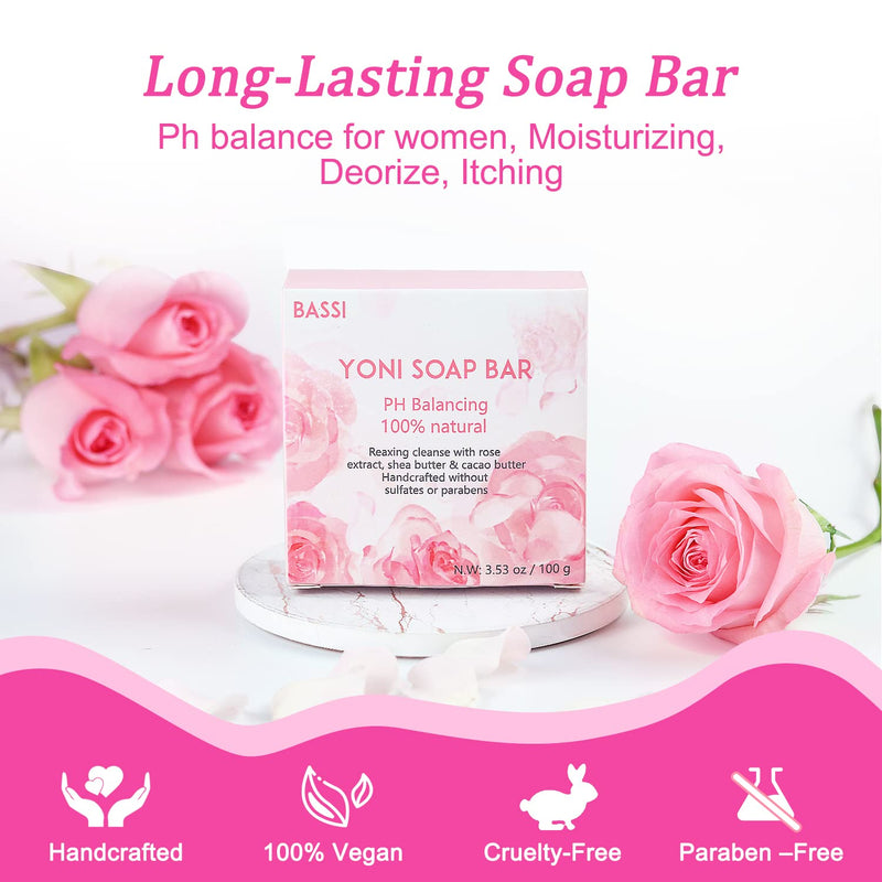 Yoni Soap Bars Vaginal Wash 2 PCS, 100% Natural Organic Yoni Bar Soap for Women Ph Balance Yoni Wash Vaginial Deodorants Vaginal Care Soap with Foaming Net, Vagina Soap Feminine Wash 3.53 OZ - NewNest Australia