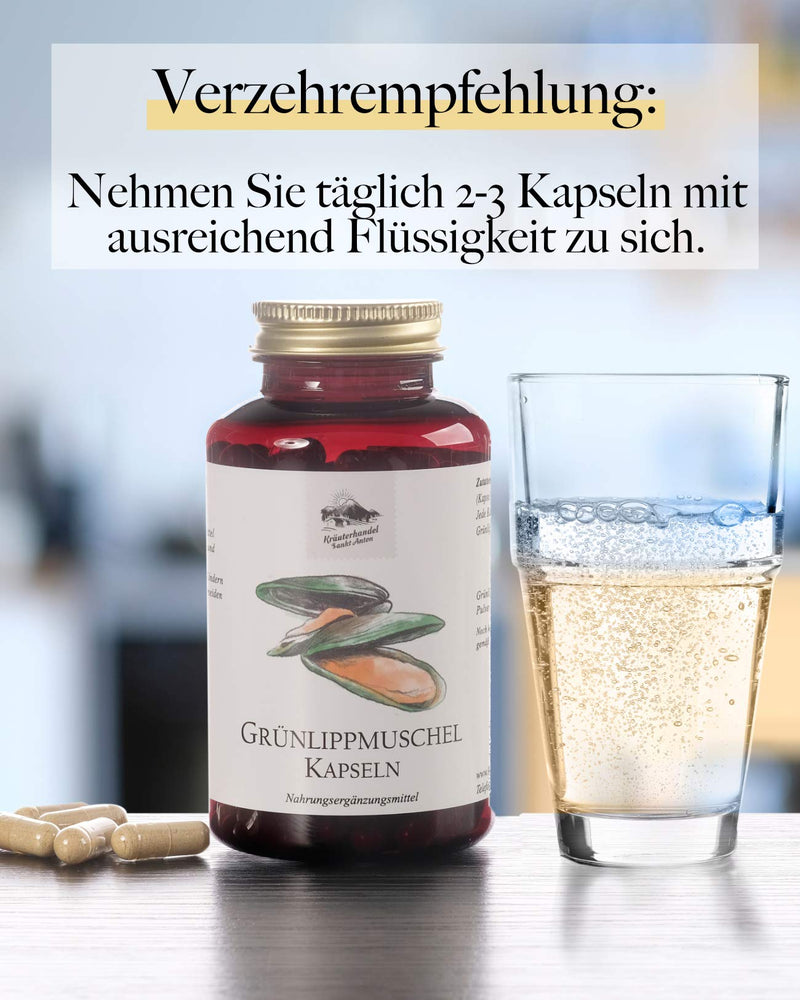 Kr√Ñuterhandel Sankt Anton - 300 Green-Lipped Mussel Capsules - 1500 Mg Daily Dose Of Green-Lipped Mussel Powder - 100% Green-Lipped Mussel Powder From Zealand - With Glycosaminoglycans - German Premium Quality... 300 Pieces (Pack Of 1) - NewNest Australia