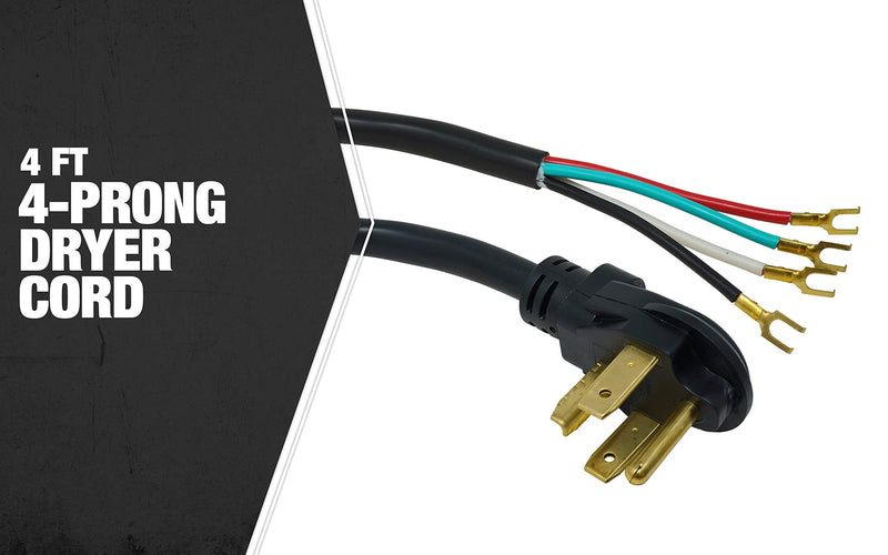 Southwire 9154SW8808 Dryer Power Cord, 4Foot, 1/4Inch Flanged