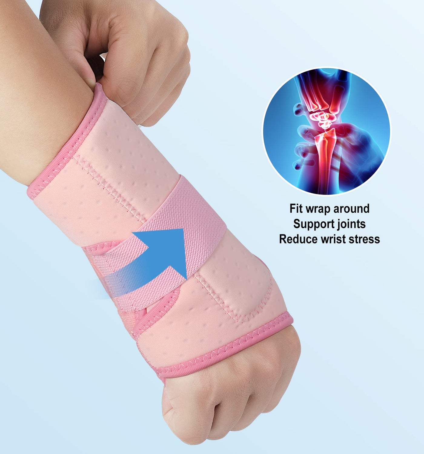 Night Sleep Wrist Brace for carpal tunnel Adjustable Wrist Pain support for  Men and Women- Fits Left & Right Hand - Wrist Sleep Support Stabilizer with  Aluminum Splint for Injuries Sprain (Pink)