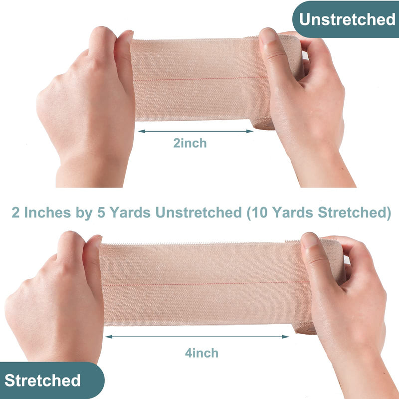 2 Rolls Adhesive Elastic Tape Bandage Tape Wrap Flexible Stretch Bandages for Sports Ankle, Knee and Wrist Sprains(Beige,4 Inch Wide) Beige 4 Inch Wide - NewNest Australia