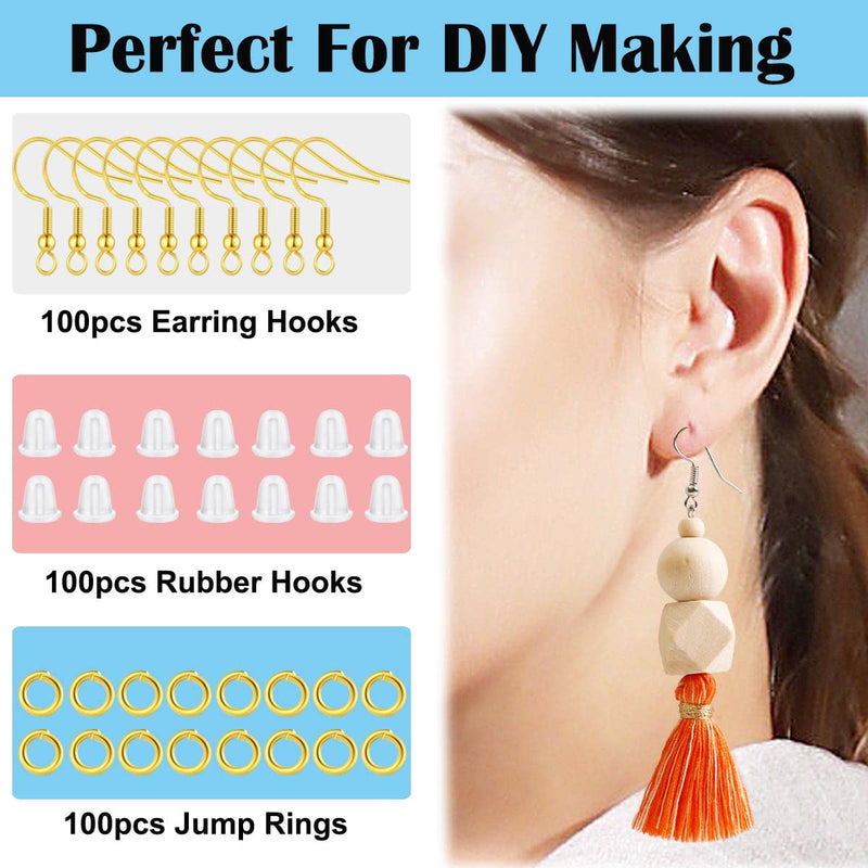 2 Colors Earring Hooks,300 PCS Earring Making Kit, Hypoallergenic Earring Hooks for Jewelry Making（White+Gold） - NewNest Australia