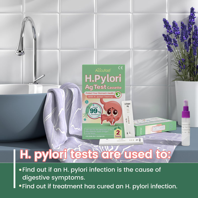 Accufast 2x Helicobacter Pylori rapid test for at home - H.Pylori Ag test cassette | Home Stool Test Kit - Check yourself for an active Helicobacter Pylori infection - NewNest Australia