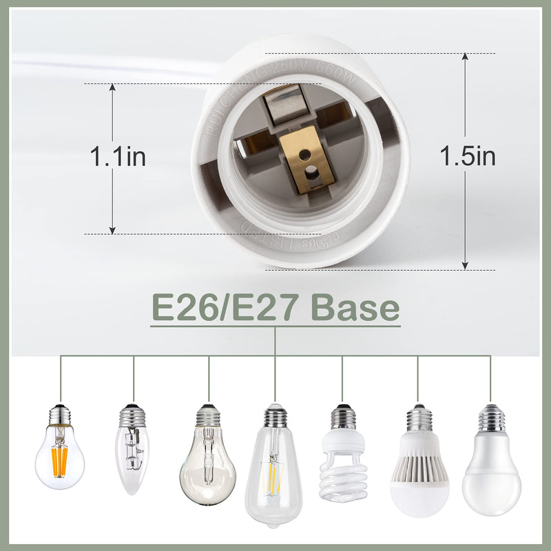 JACKYLED Extension Hanging Lantern Cord Cable UL 12Ft E26 E27 Socket On/Off Switch Plug in Pendant Lighting for Kitchen Bedroom Plant Growth Light - NewNest Australia
