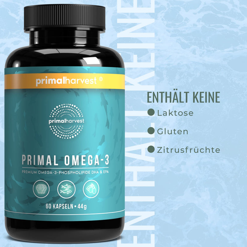 Primal Harvest ® Omega 3 Fish Oil (30 servings) - 60 Omega 3 capsules in easy-to-swallow softgel form - 470mg EPA & DHA from sustainably caught Norwegian fish original - NewNest Australia