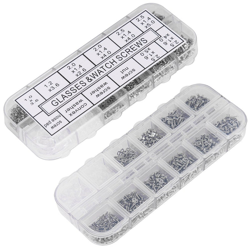 Sunglasses Eyeglasses Repair Kit, 1100PCS Tiny Stainless Steel Screws and 5 Pairs Nose Pads with Micro Screwdriver Tweezer for Watch Clock Spectacle Eyewear Repair - NewNest Australia
