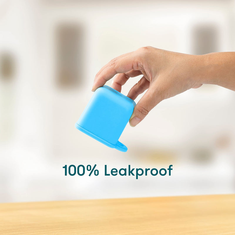 OmieBox (2 pack) Leakproof Dips Containers To Go, Salad Dressing Container, Condiment Container with Lids - Food Safe Silicone - 4 ounces (Blue/Lime) Blue/Lime - NewNest Australia