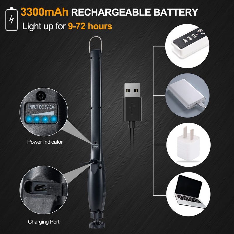 ORHOMELIFE LED Work Light - 750 Lumens Rechargeable COB Work Light with Power Capacity Indicator, Magnetic Base, 360°Swivel, USB Cable for Car Repair, Home, Outdoor Camping and Emergency 3300 mAh Black - NewNest Australia