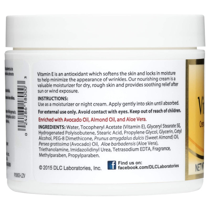 De La Cruz Vitamin E Cream Moisturizer for Face and Neck - Moisturizing Anti-Aging Skin Care for All Skin Types - Made in USA, 4 OZ. 1 Pack - NewNest Australia