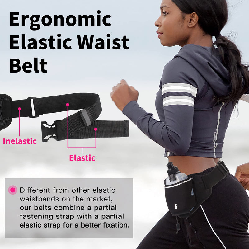 PYFK Upgraded Running Belt with Water Bottles, Hydration Belt for Men and Women, Water Bottle Holder Running Pouch Belt, Fanny Pack Fits 6.5 inches Phones, Waist pack for Running Hiking Climbing rose red - NewNest Australia
