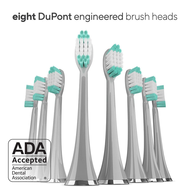 AquaSonic Vibe Series Ultra Whitening Toothbrush – ADA Accepted Electric Toothbrush - 8 Brush Heads & Travel Case - Ultra Sonic Motor & Wireless Charging - 4 Modes w Smart Timer – Charcoal Metallic - NewNest Australia