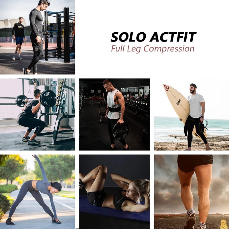 Solo Actfit Sports Compression Sleeves Long Knee Pads Compression Non-Slip Knee Brace Knee Protection Leg Warmers Knee Sleeves For Running, Basketball, Cycling - NewNest Australia