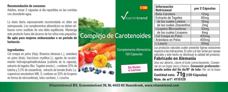 Carotenoid Complex - 120 capsules - vegan - natural antioxidants - multi-carotenoid mix - carotenoid capsules | Vitamintrend® - NewNest Australia