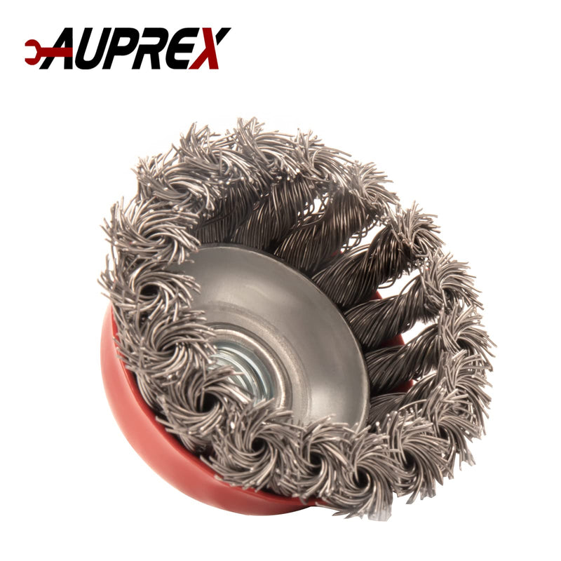 AUPREX 2 Pack 3 Inch Knotted Wire Cup Brush for Angle Grinders with 5/8 Inch-11 UNC Thread Arbor, 0.02" Carbon Steel Wire for Rust,Corrosion,Paint Removal and Other Heavy Duty Conditioning for Metals 2 PACK 3" Cup Brush - NewNest Australia