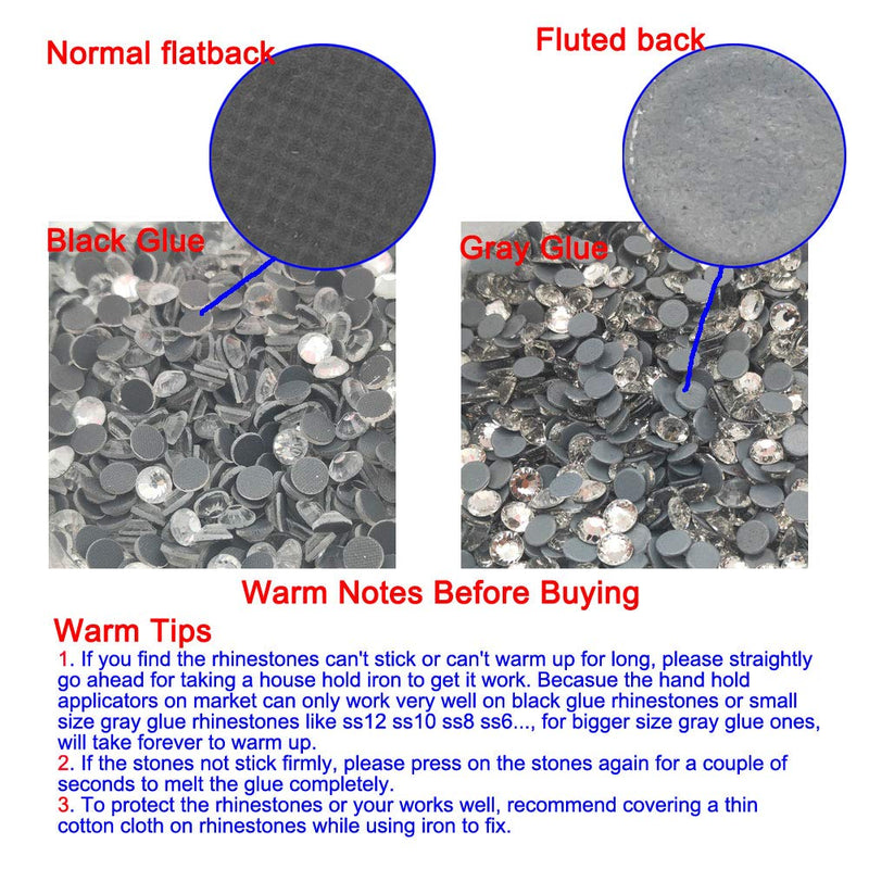 Queenme 576pcs SS30 Clear Hotfix Crystals Mixed Size Flatback Rhinestones for Clothes Shoes Crafts Hot Fix Round Glass Gems Stones Flat Back Iron on Rhinestones for Clothing 6MM - NewNest Australia