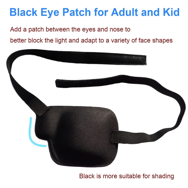RIKEYO 2Pcs 3D Eye Patches for Adults, Adjustable Medical Eyepatch for Lazy Eye,Large Black(Right Eye) - NewNest Australia