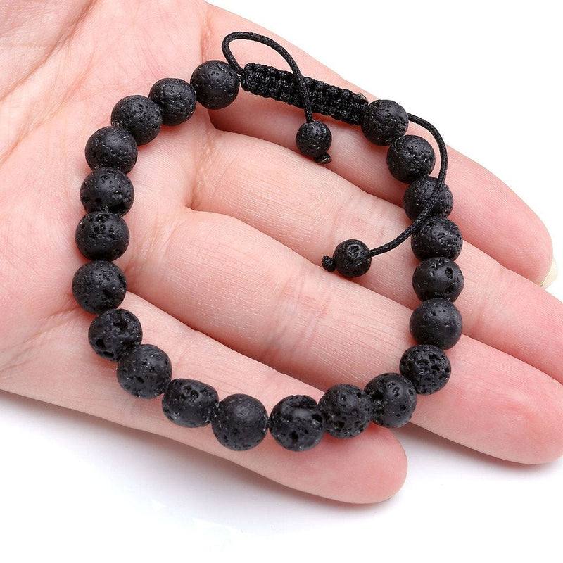 JOVIVI Lava Rock Stone Anxiety Bracelet Women Men Healing Crystal Black Volcanic Stone Worry Beads Aromatherapy Essentail Oil Diffuser Bracelet Jewellery Gifts - NewNest Australia