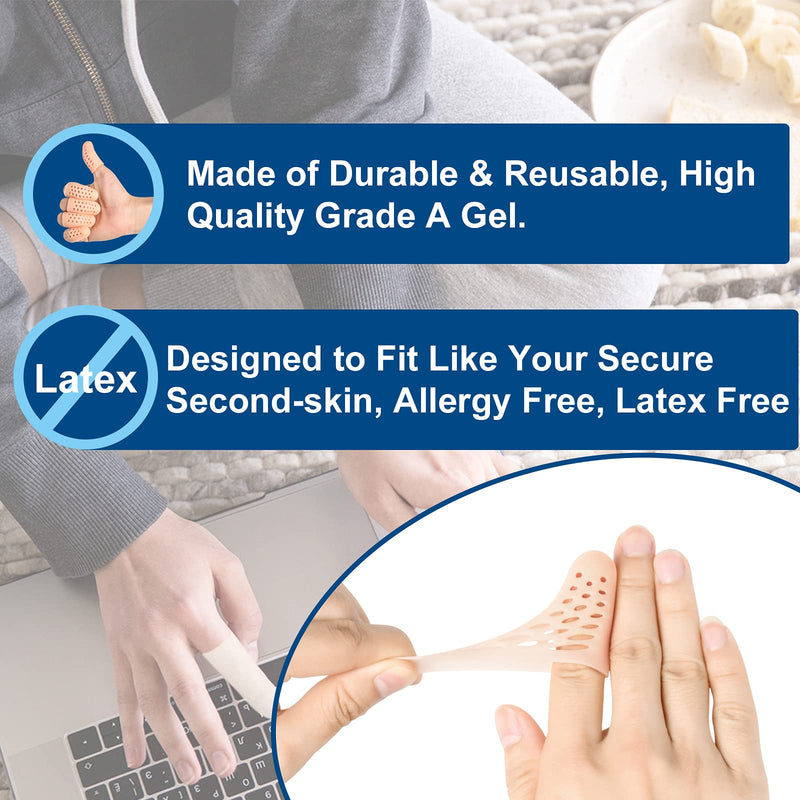 Gel Finger Cots, Finger Protector Support (14 PCS, Breathable New Material), Finger Sleeves Great for Trigger Finger, Hand Eczema, Finger Cracking, Finger Arthritis and More. Beige(breathable) - NewNest Australia