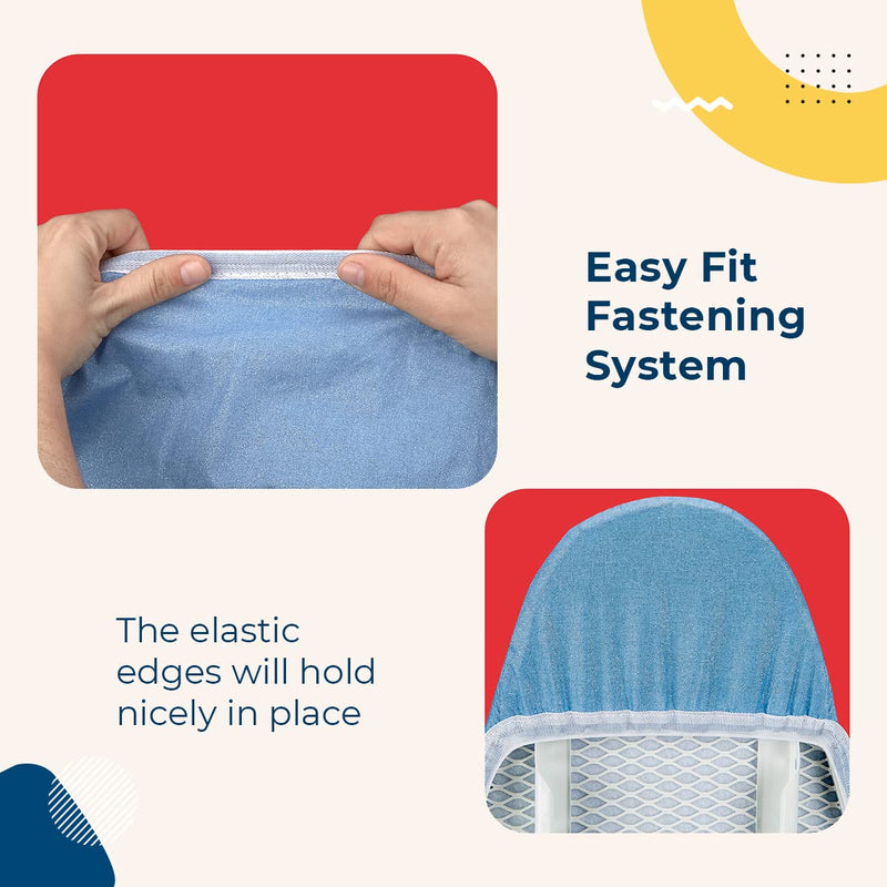 Ironing Board Cover and Pad - 54" x 15" Reflective Silicone with Elastic Edge and Straps - Pad Fits Large and Standard Boards, Resists Scorching, Burning, and Staining - Extra Thick Padding - Blue - NewNest Australia