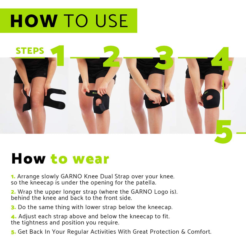 GARNO Knee Brace Plus Size, Dual Patella Tendon Support Strap, Adjustable Neoprene Stabilizer for Meniscus Tear, Arthritis, Tendonitis, MCL, ACL, Pain Relief, Recovery, Running, Men & Women; XL /2XL X-Large/2X-Large (Pack of 1) - NewNest Australia