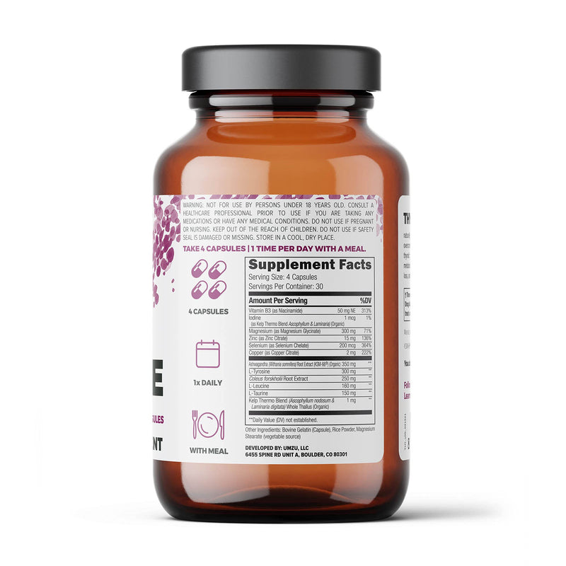 UMZU Thyrite | Advanced Thyroid Supplement to Support Healthy Thyroid Function with Magnesium, Ashwagandha, Zinc, Copper, Iodine & Selenium | 30 Servings - NewNest Australia