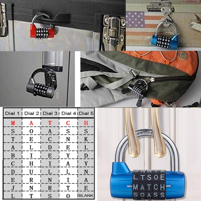 Padlock 5 Letter Word Lock,5 Digit Combination Lock,Gym Locker Lock,Safety Padlock for School Gym Locker,Sports Locker,Fence,Toolbox,Hasp Cabinet Storage (Silver) Silver - NewNest Australia