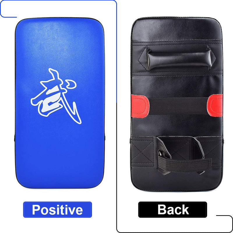 TLBTEK Taekwondo Kick Pad PU Muay Thai Pads MMA Karate Kick Pads Kickboxing Training Pads Martial Arts Punching Pads Leather Strike Curved Kicking Shield Blue - NewNest Australia