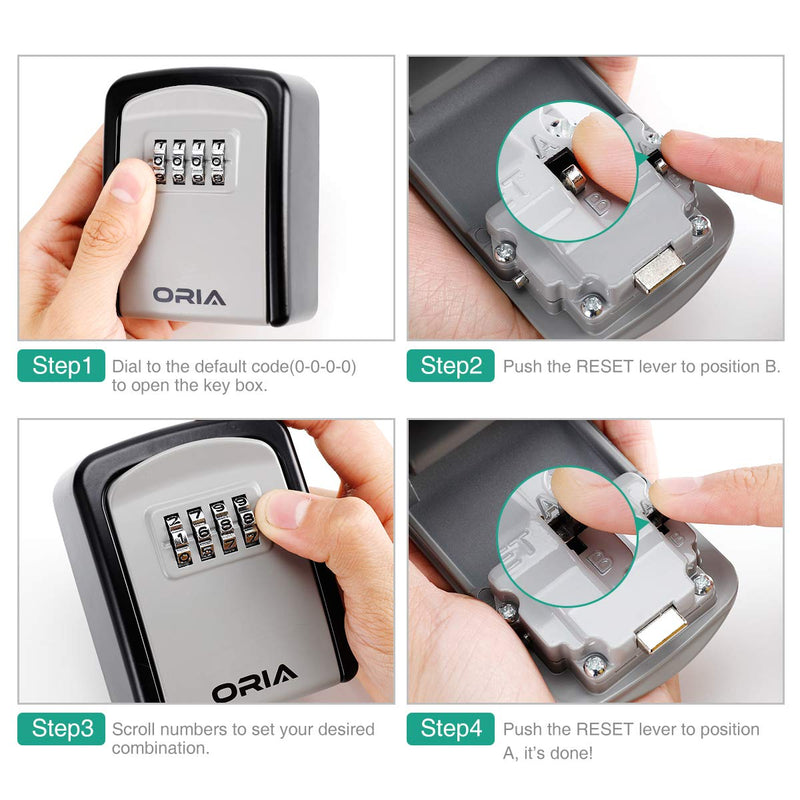 Key Lock Box, (NEW VERSION) Wall Mounted Key Safe Box, Weatherproof 4 Digit Combination Key Storage Lock Box, 5 Keys Capacity Lockbox with Removable Shackle for Indoor Outdoor, Small Size 3.66inch Black - NewNest Australia