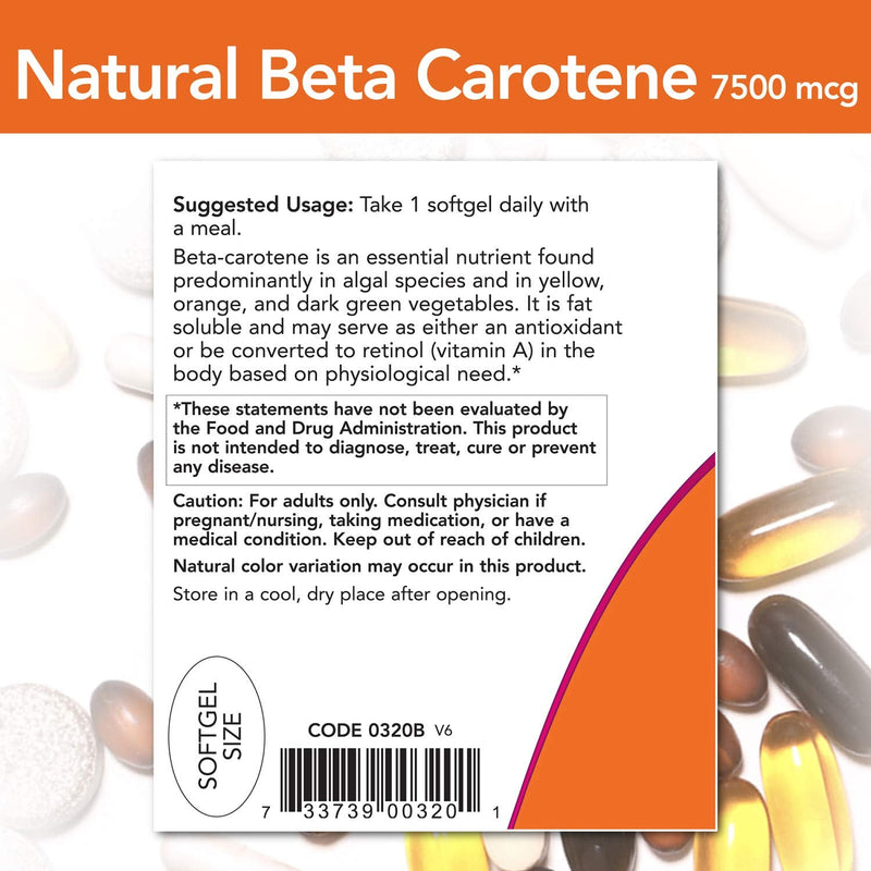 NOW Supplements, Natural Beta Carotene 25,000 IU, Essential Nutrition, 90 Softgels 90 Count (Pack of 1) - NewNest Australia