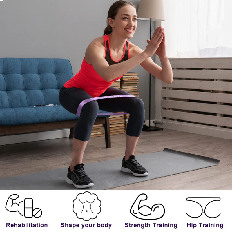 Resistance Bands [Set of 5], Resistance Band for Women and Men, Skin-Friendly Resistance Fitness Exercise Loop Bands 5 Levels for Legs and Glutes,Arms,Pilates,Yoga-Carry bag included Purple - NewNest Australia