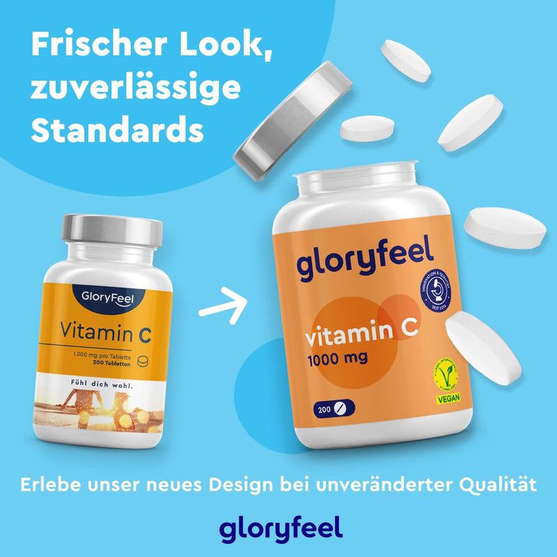 Vitamin C 1,000mg - Immune Support** High dosage - 200 vegan tablets (7 months) - Laboratory tested and made in Germany without additives - NewNest Australia