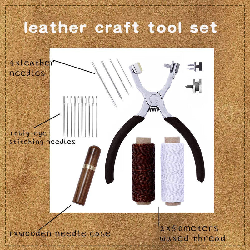 Stitching Hole Punch BUTUZE, 4mm Silent Rhombus Leather Hand Pliers with Leather Needle, Wooden Needle Case, Waxed Thread for Belts, Straps, Saddles, Shoes, Fabric DIY Black - NewNest Australia