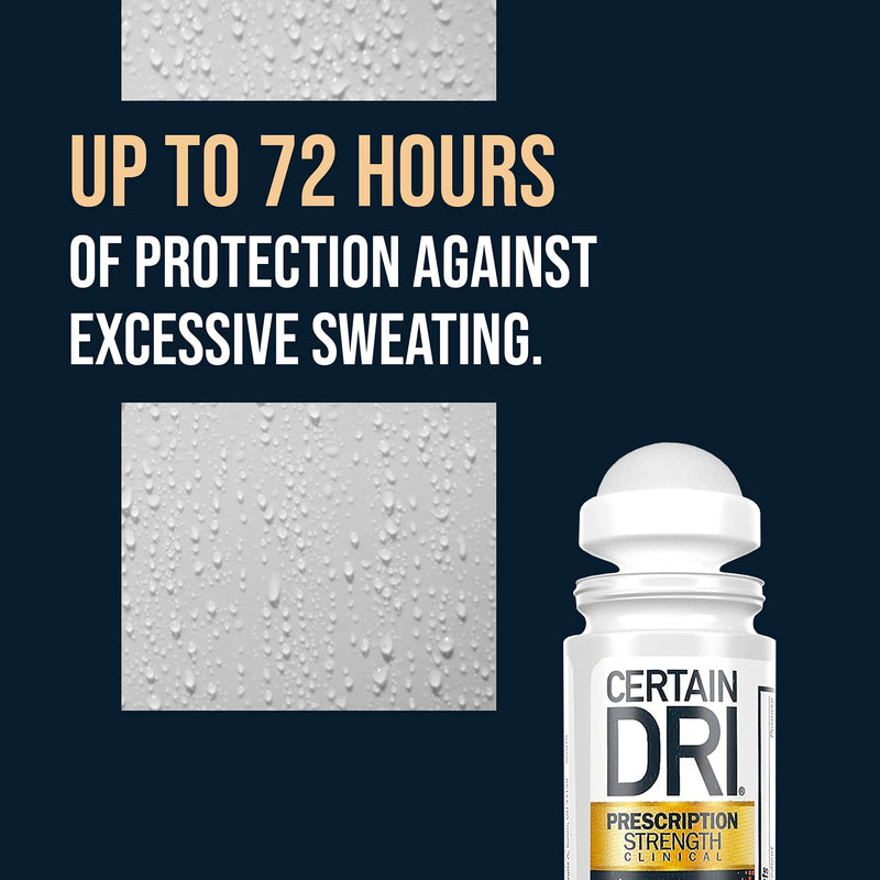 Certain Dri Prescription Strength Clinical Antiperspirant Deodorant for Men and Women (1pk), 72 Hour Protection from Excessive Sweating, Doctor Recommended Hyperhidrosis Treatment, 1.2 fl oz roll-on 1.2 Fl Oz (Pack of 1) - NewNest Australia