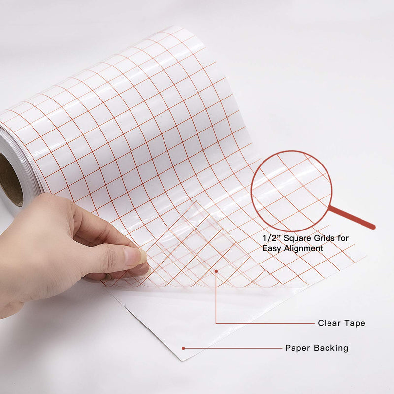 Clear Vinyl Transfer Paper Tape Roll 6" x 50 Feet Clear w/Red Alignment Grid - Application Transfer Tape Perfect for Self Adhesive Vinyl for Signs Stickers Decals Walls Doors & Windows 06in x 50ft - NewNest Australia