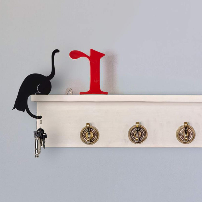 NewNest Australia - Artori Design Black Metal Cat Hanger | Decorative Cat Rack | Towel Hook | Gift for Cat Lovers | Coat Rack 