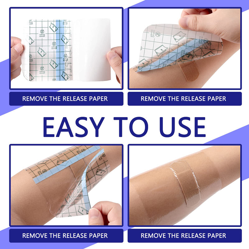 100 Pieces Transparent Stretch Adhesive Bandages Waterproof Film Dressing Breathable Tape Clear Adhesive Skin Covers Shower Protective Patch for Bath Supplies Swimming (4 x 5 Inch) - NewNest Australia