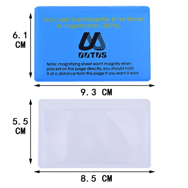 Outus 4 Pack Plastic Reading Magnifier Lens Credit Card Size Magnifier Wallet Pocket Lens Firestarter (300% Magnifier Lens) - NewNest Australia