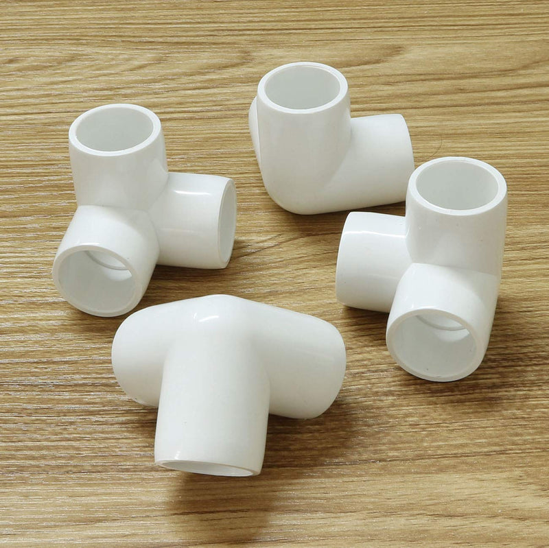 PZRT 4pcs 1/2 Inch 3 Way PVC Fitting Furniture Grade Pipe Right Angle Three-Dimensional Elbow Connector for DIY PVC Shelf Garden Support Structure Storage Frame, White 3 Way Right Angle Elbow Type - NewNest Australia
