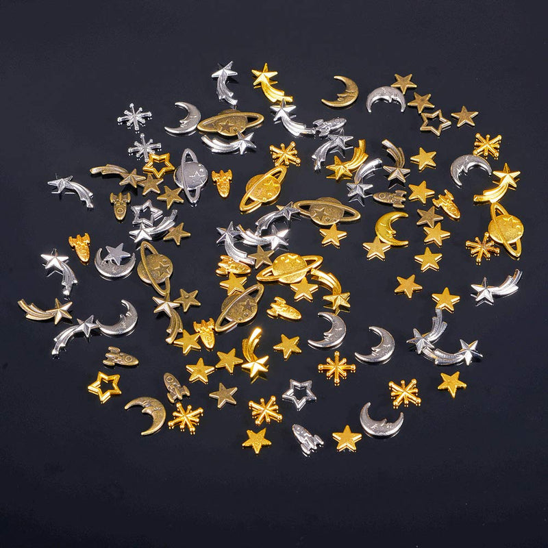 OLYCRAFT 168pcs Cosmos Themed Resin Fillers 3-Color Alloy Epoxy Resin Supplies Star Moon Spaceship Filling Accessories for Resin Craft Making - NewNest Australia
