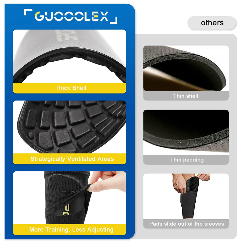 Shin Guards Soccer Youth, Shin Guards Kids with Upgraded Non-Slip Pockets Sleeves, Breathable Child Calf Cushioning Protective Gear for 3-15 Years Old Boys Girls Kids Teenagers black Large - NewNest Australia