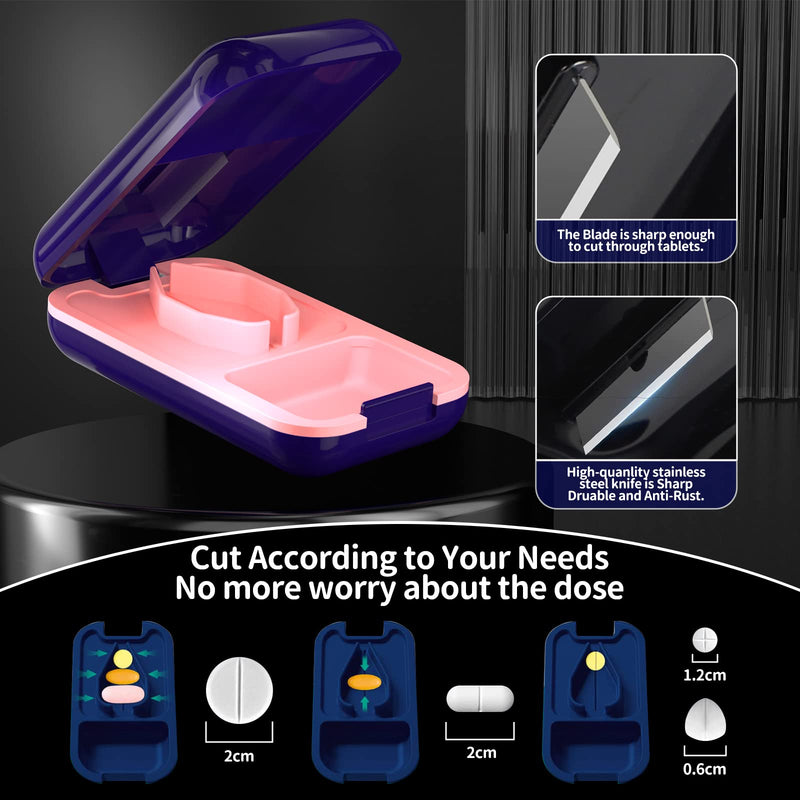 Tapsin Tablet Divider For Large And Small Tablets, Improved Silicone Material, Portable Pill Cutter With Sharp Blades, For Pill Vitamin Medicine In Half Quarter Cutting - NewNest Australia