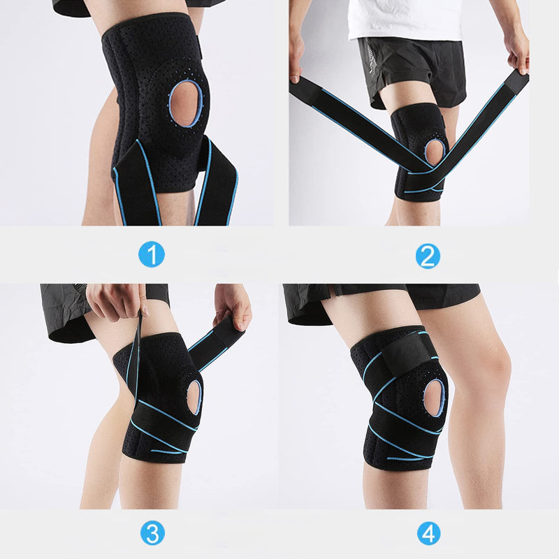 Knee Brace for Arthritis,ACL and Meniscus Tear,Open-Patella Stabiliser, Adjustable Brace,Best Knee pad Support for Sports Injury Rehabilitation & Protection Against re-Injury (Single) Blue - NewNest Australia