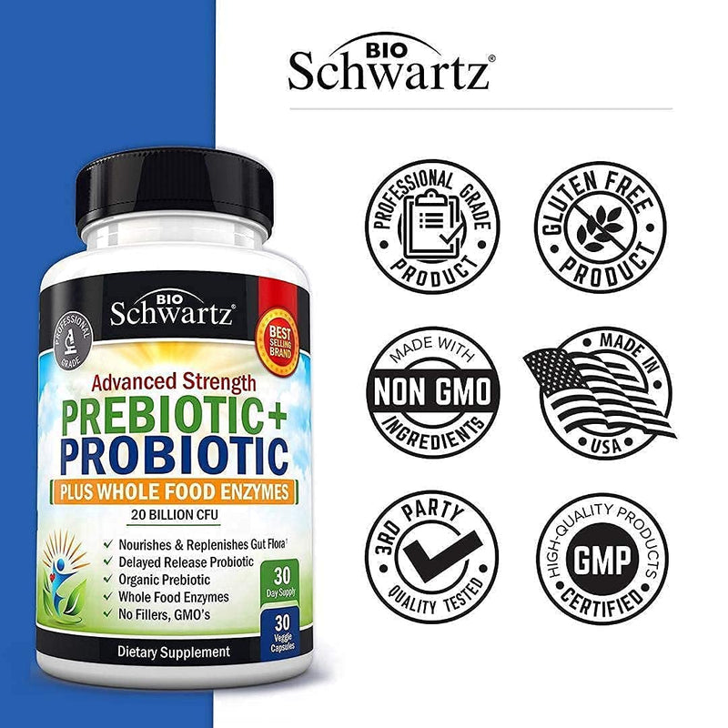 Prebiotics and Probiotic with Whole Food Enzymes for Adults Women & Men - Probiotics Lactobacillus Acidophilus - Digestive Health Capsules Shelf Stable Supplement - Non-GMO Gluten & Dairy Free - 30ct 30 Count (Pack of 1) - NewNest Australia
